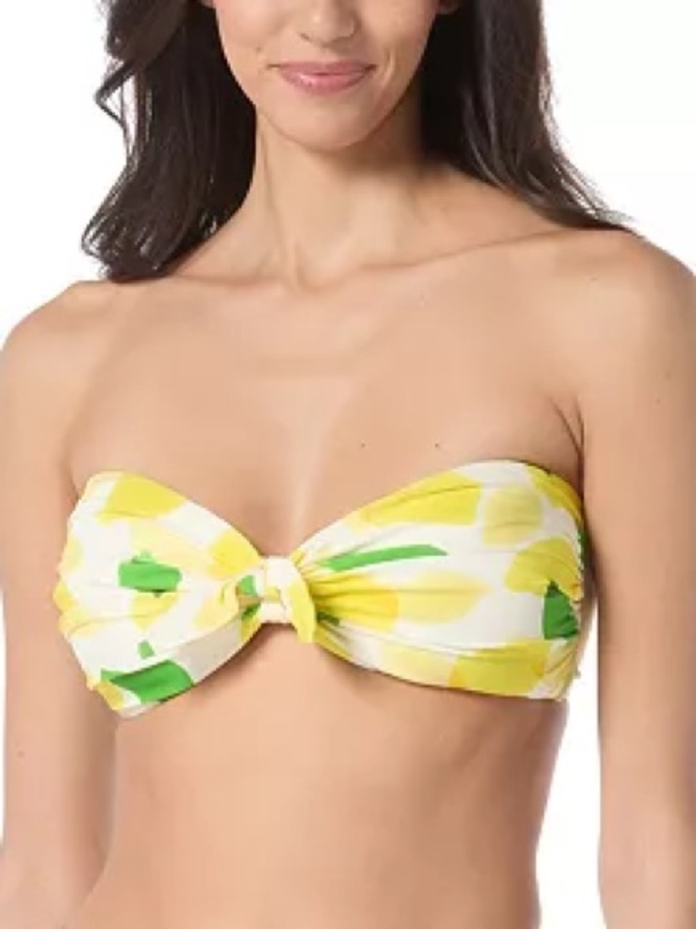 Kate Spade Lemons Printed Tie-Front Bandeau Bikini Top Size XL